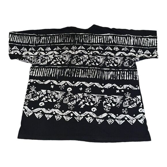 LAGUNA All-Over Tribal Aztec Design Men's Black Shirt Large VTG 80s 90s USA‎ - Picture 2 of 7